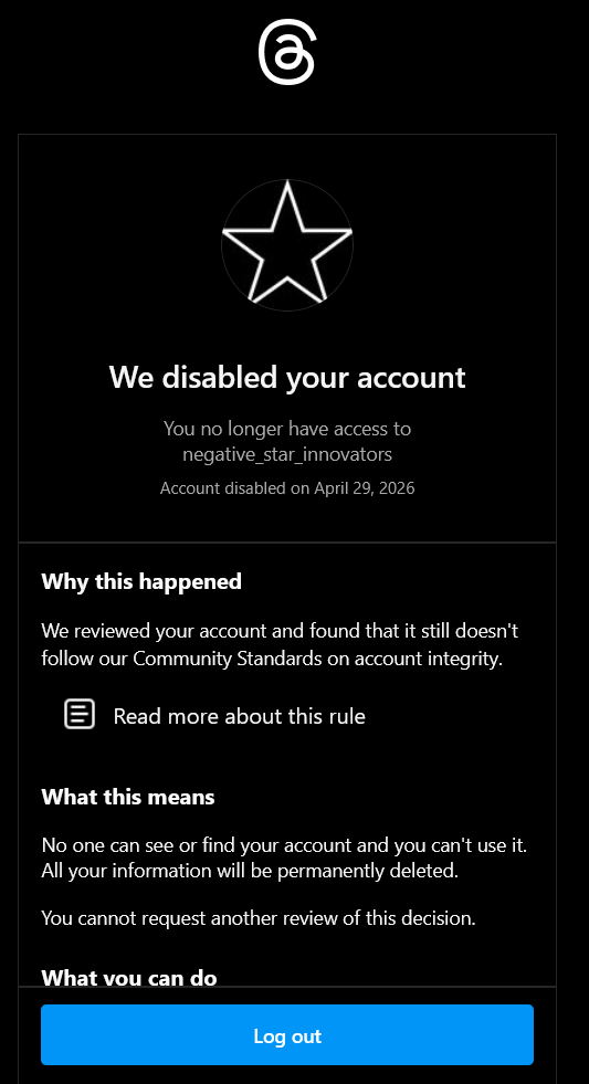 Threads ban notification